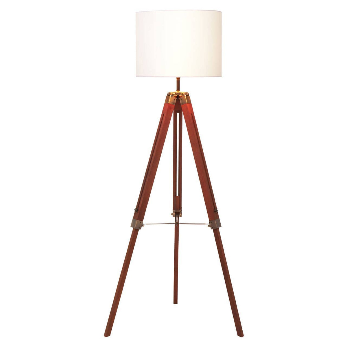 Malvern Tripod Floor Lamp With Brown Base.