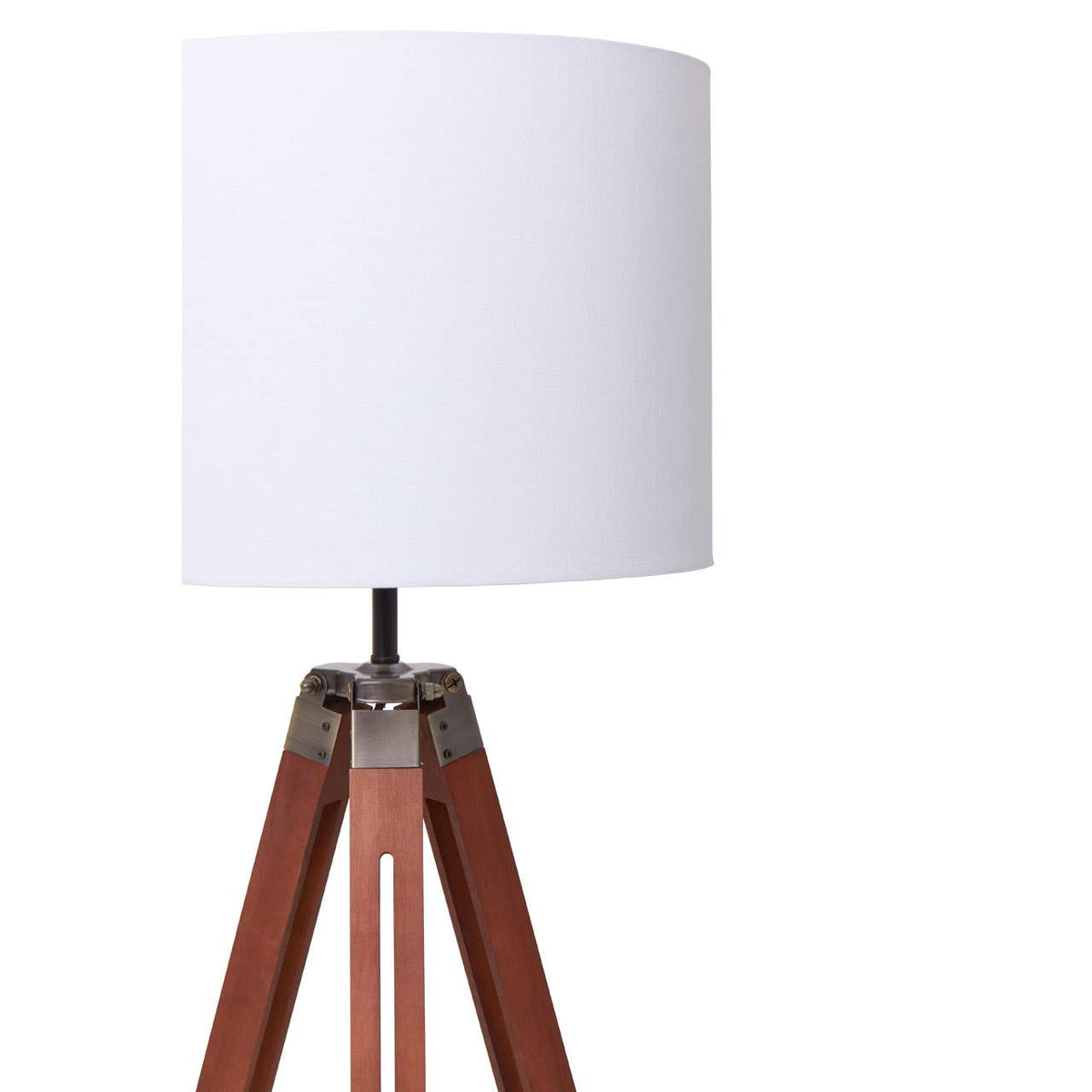 Malvern Tripod Floor Lamp With Brown Base.