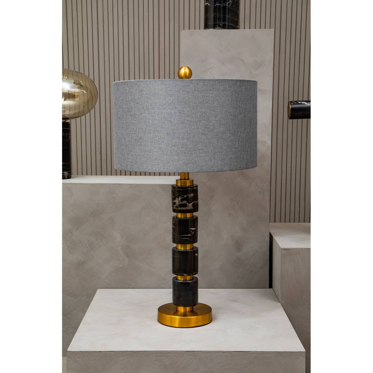 Marmo Grey Fabric Shade Table Lamp.