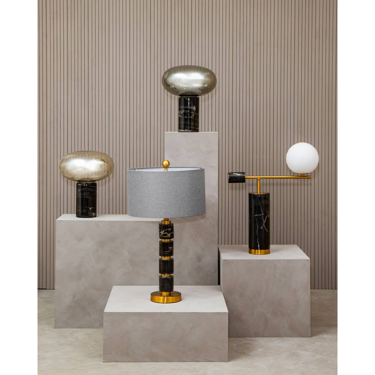 Marmo Grey Fabric Shade Table Lamp.