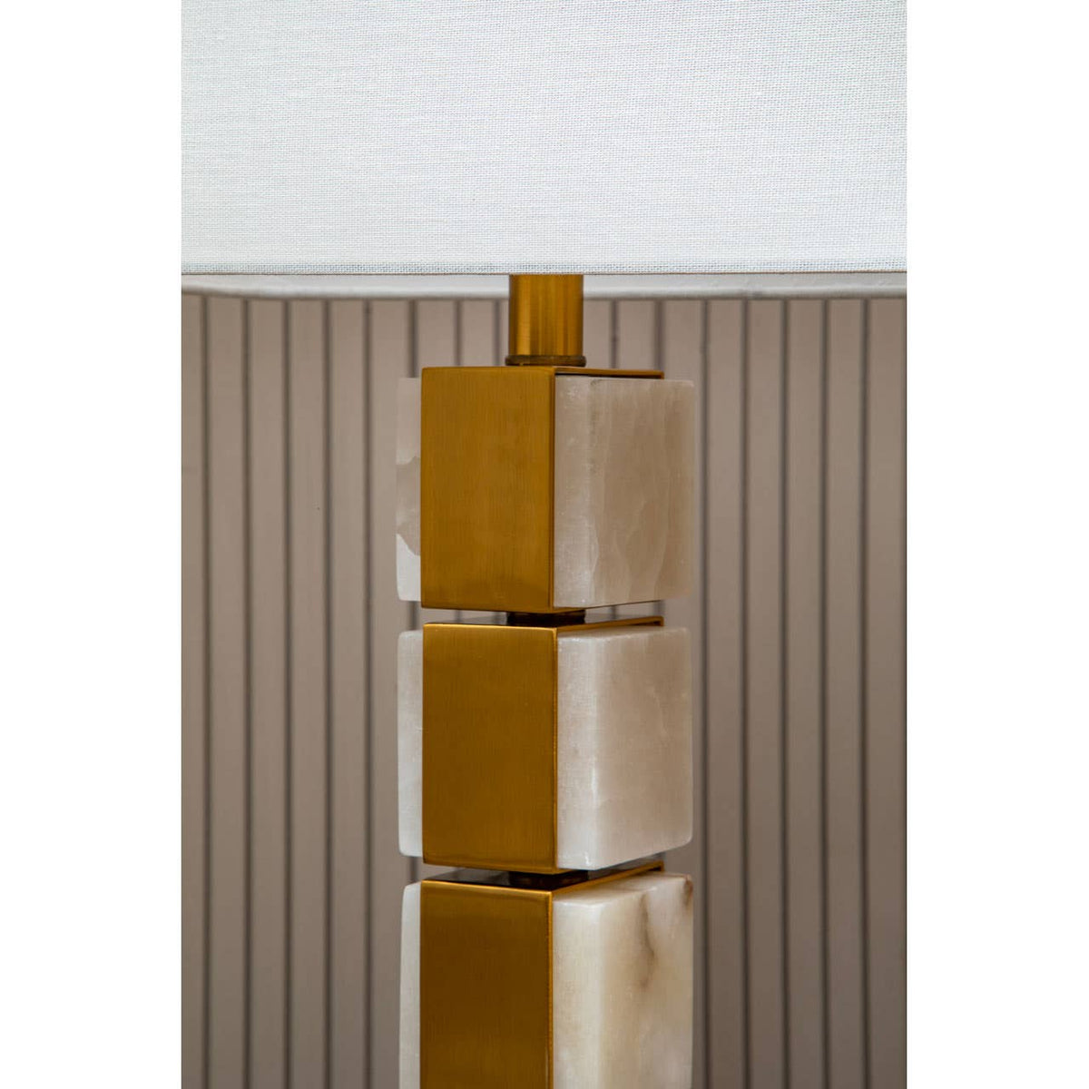 Marmo White Fabric Shade Table Lamp.