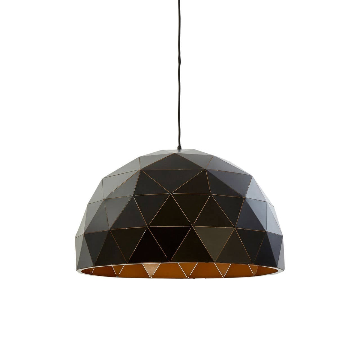 Mateo Large Black and Copper Dome Pendant Light.