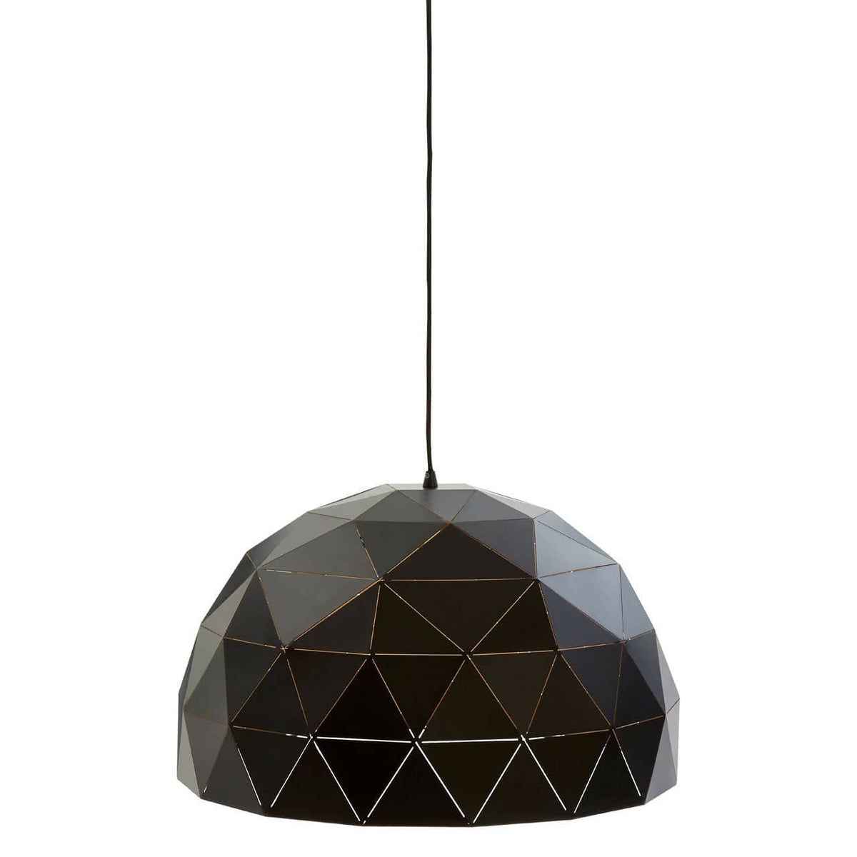 Mateo Large Black and Copper Dome Pendant Light.