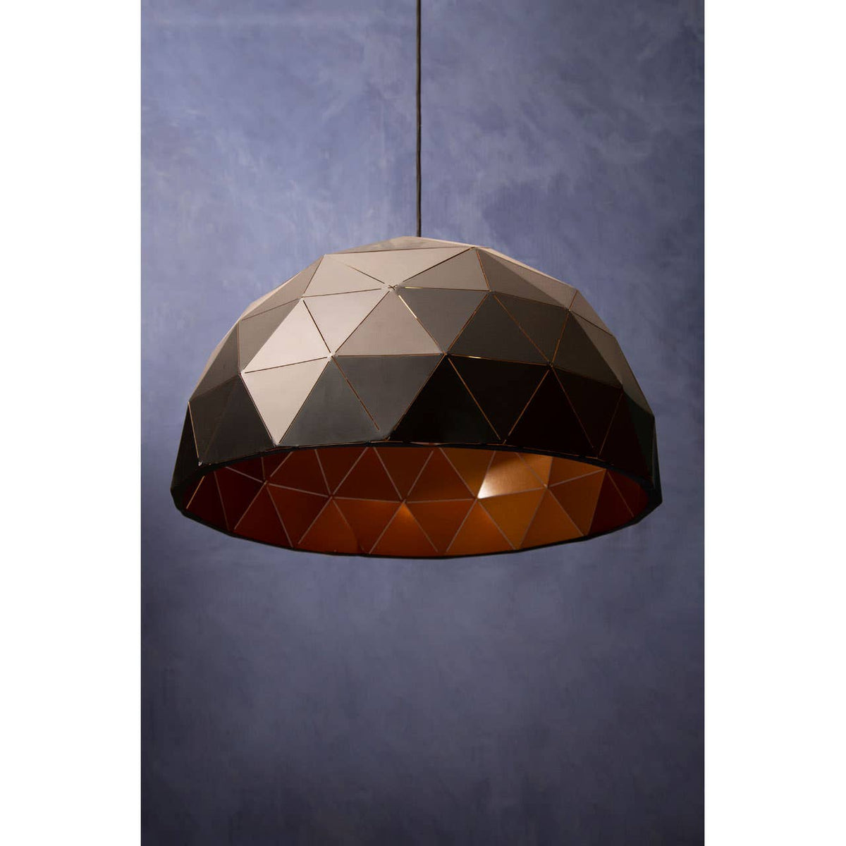 Mateo Large Black and Copper Dome Pendant Light.