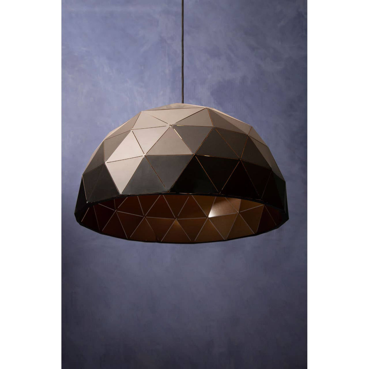 Mateo Large Black and Copper Dome Pendant Light.