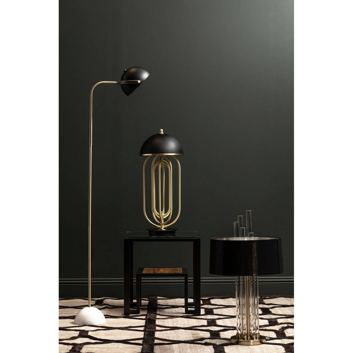 Metropolis Table Lamp With Black Shade.