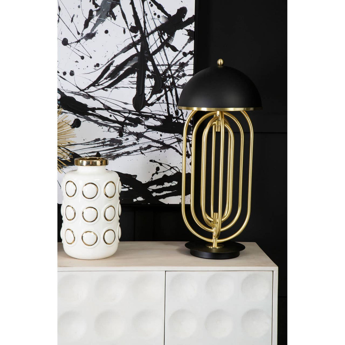 Metropolis Table Lamp With Black Shade.