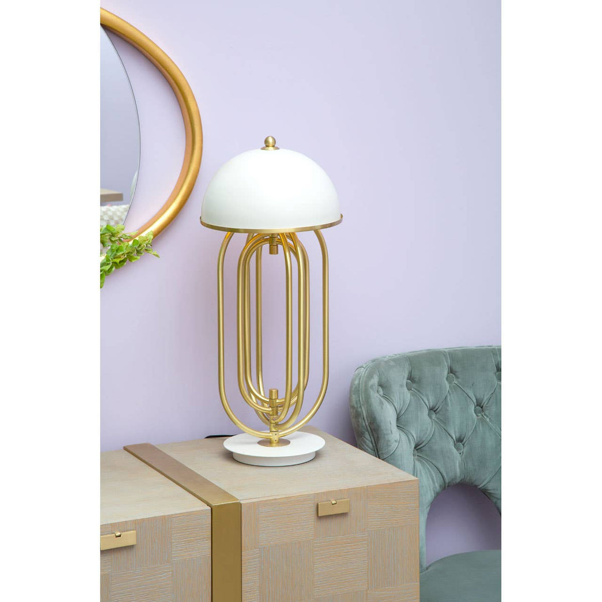 Metropolis Table Lamp With White Shade.