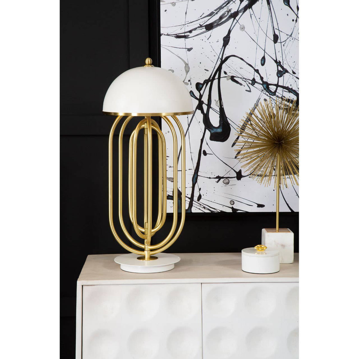 Metropolis Table Lamp With White Shade.