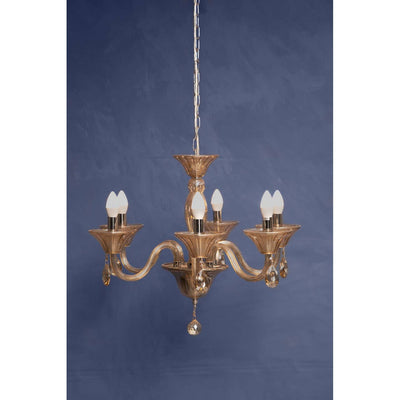 Noosa & Co. Lighting Murano 6 Bulb Cognac Crystal Chandelier House of Isabella UK