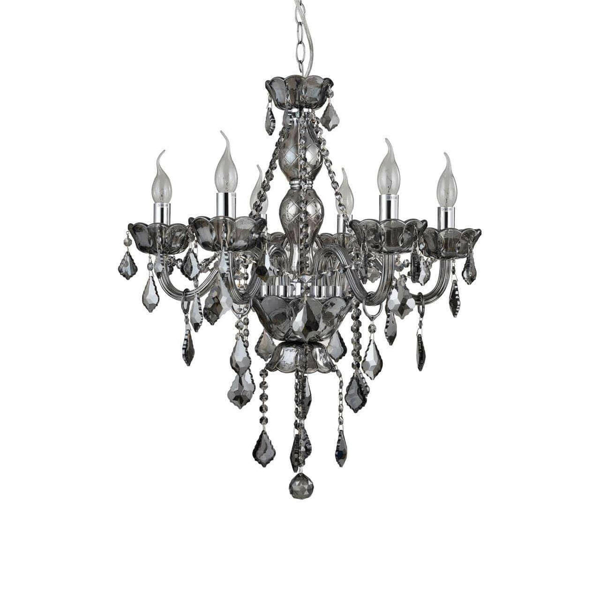 Murano Smoked Chrome/ Crystal Chandelier.