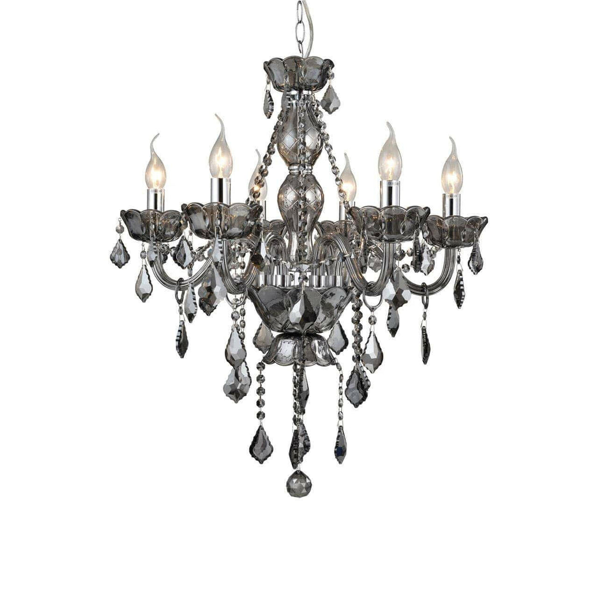 Murano Smoked Chrome/ Crystal Chandelier.