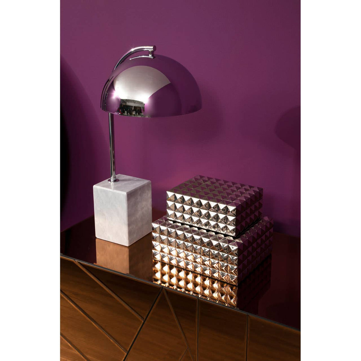 Murdoch Table Lamp With Chrome Shade.
