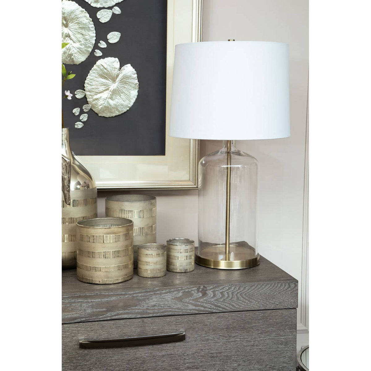 Nadia White Fabric Shade Table Lamp.