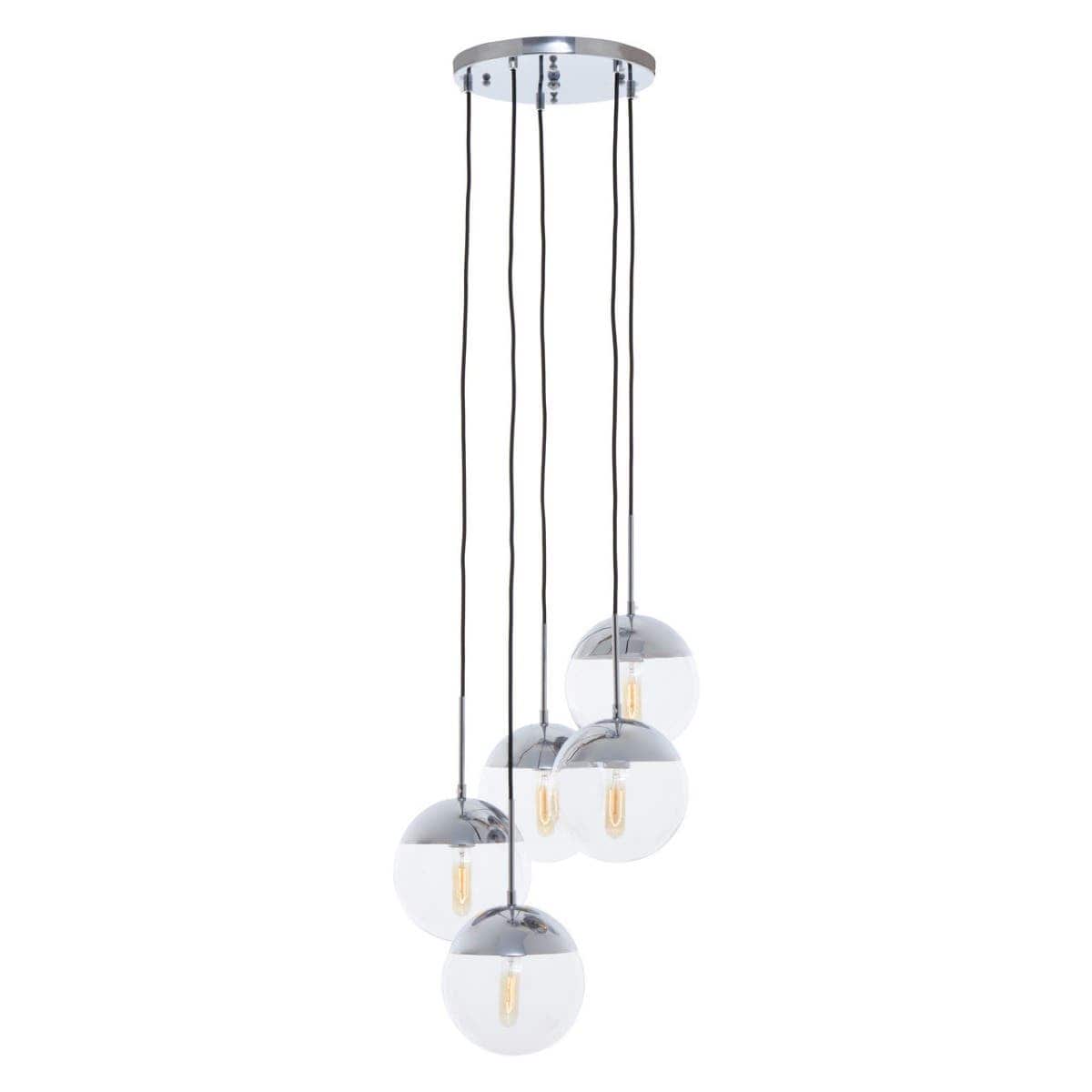 Noosa & Co. Lighting Revive Chrome Finish Five Pendant Lights House of Isabella UK