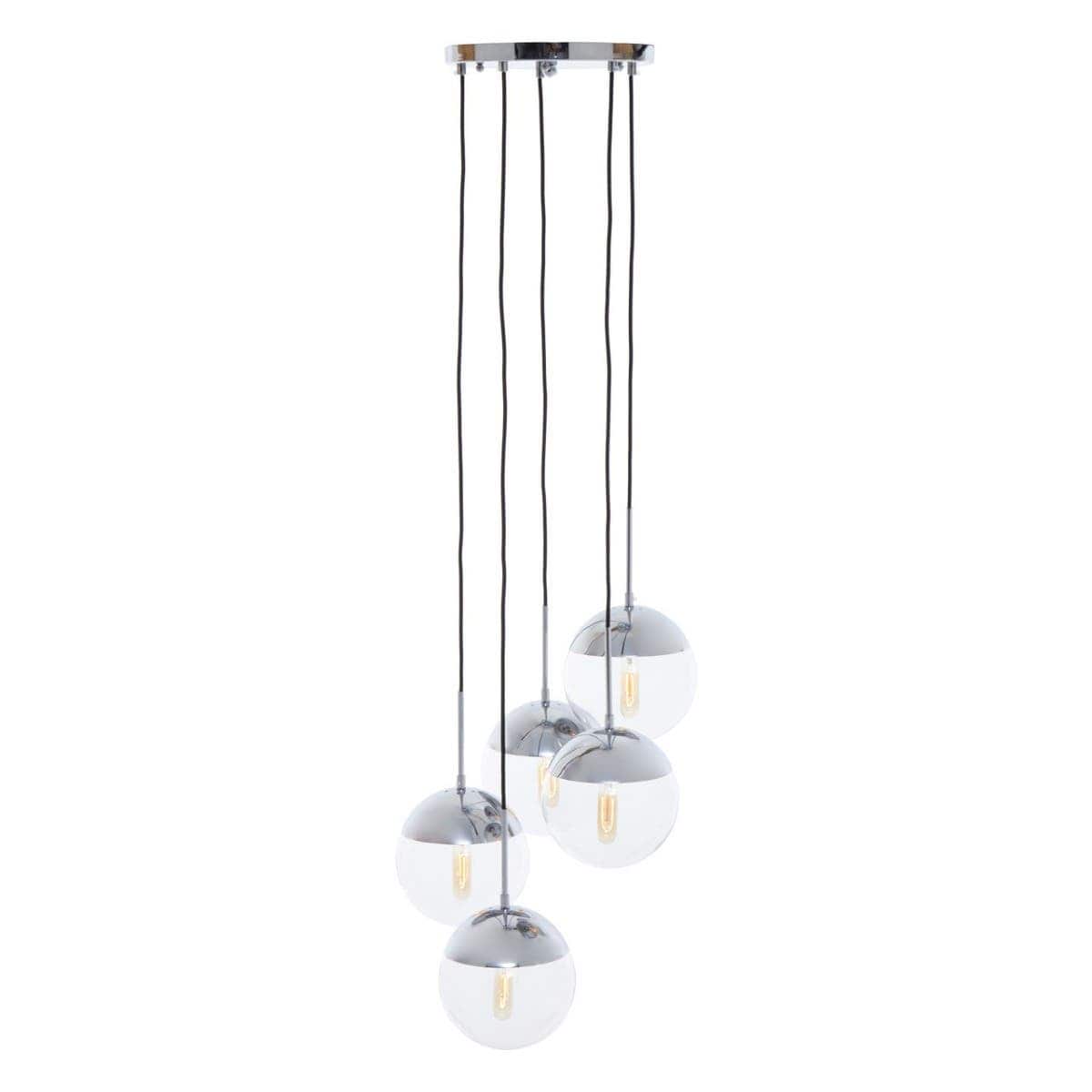 Noosa & Co. Lighting Revive Chrome Finish Five Pendant Lights House of Isabella UK