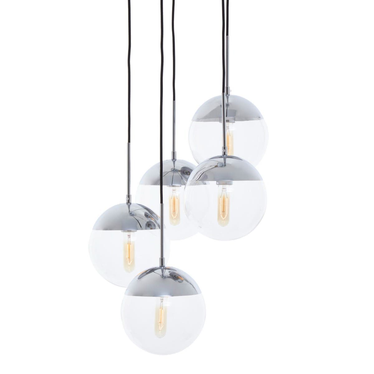 Noosa & Co. Lighting Revive Chrome Finish Five Pendant Lights House of Isabella UK