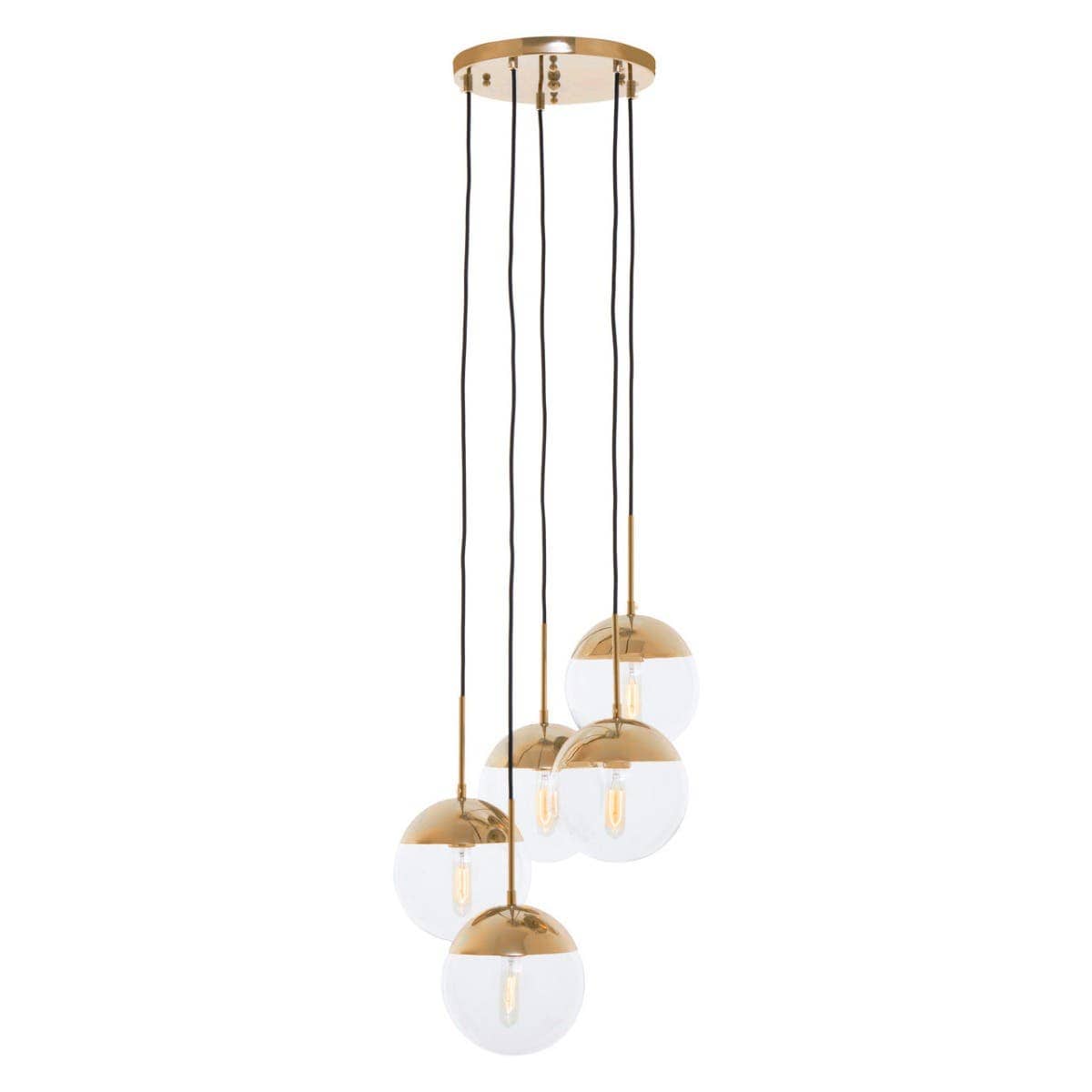 Revive Gold Finish Five Pendant Lights.