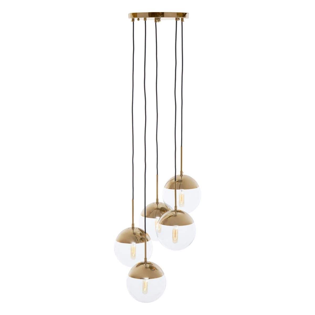 Revive Gold Finish Five Pendant Lights.