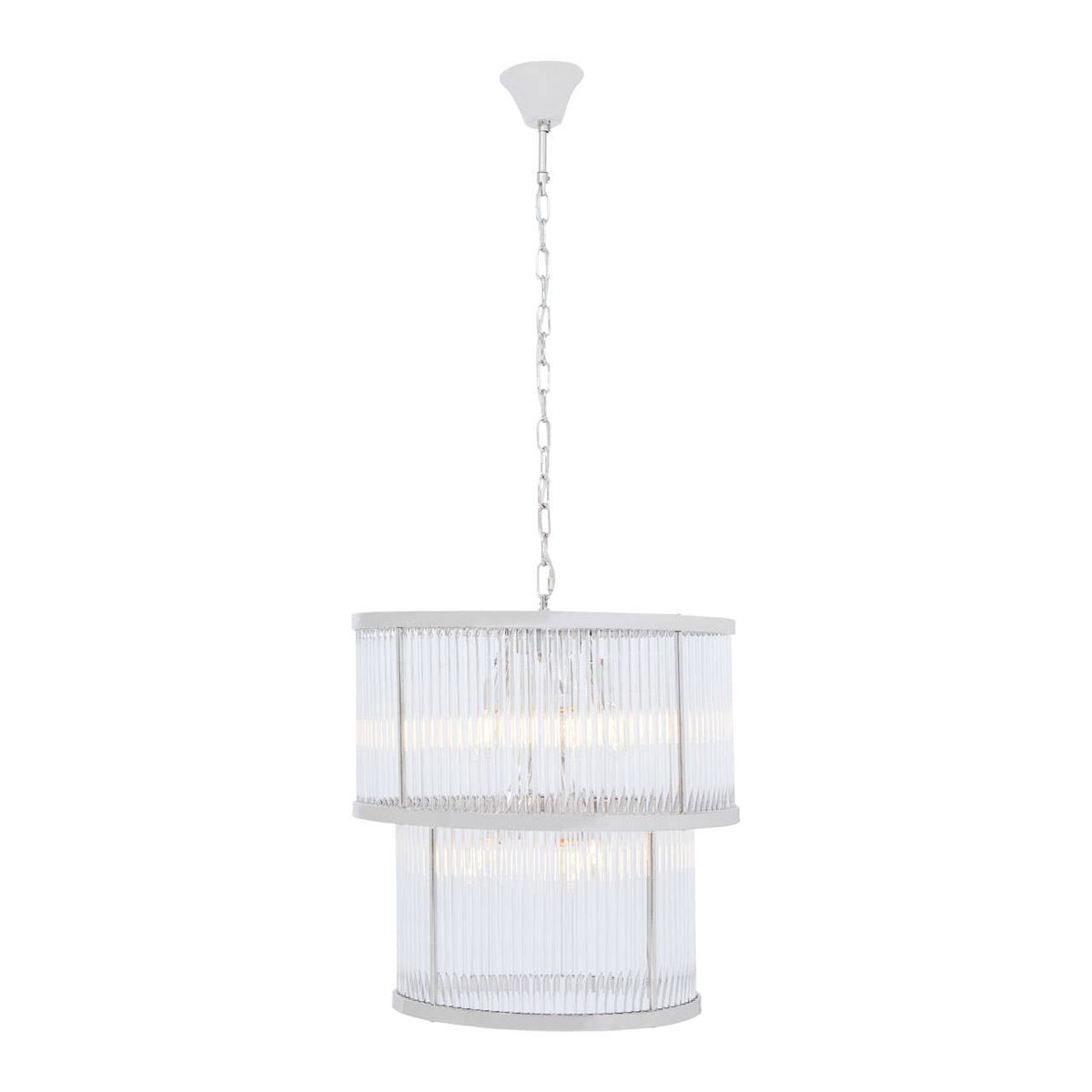 Salasco 2 Tier Nickel Finish Glass Chandelier.