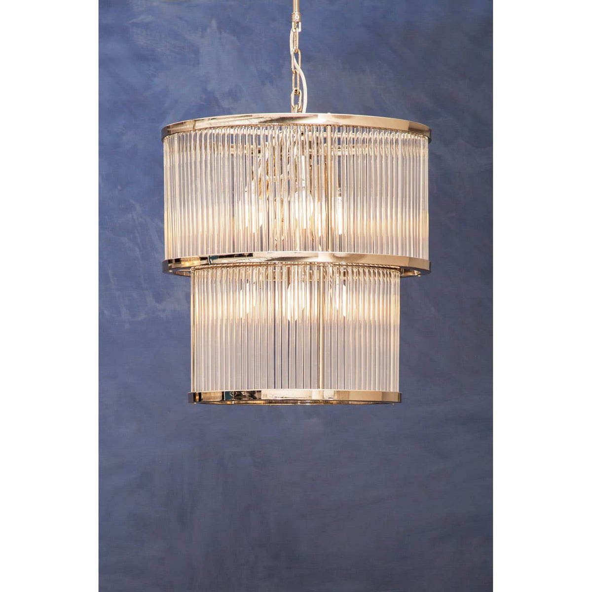 Salasco 2 Tier Nickel Finish Glass Chandelier.