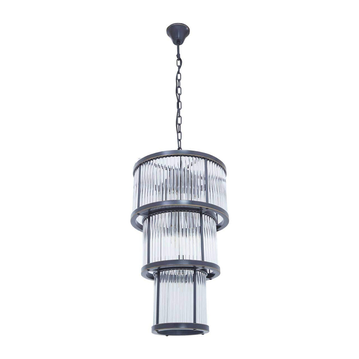 Salasco 3 Tier Black Finish Glass Chandelier.