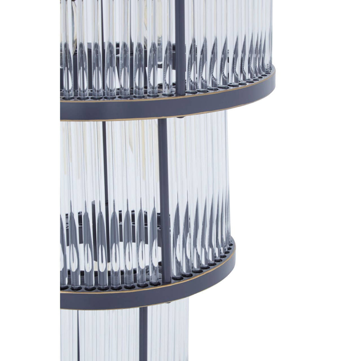 Salasco 3 Tier Black Finish Glass Chandelier.