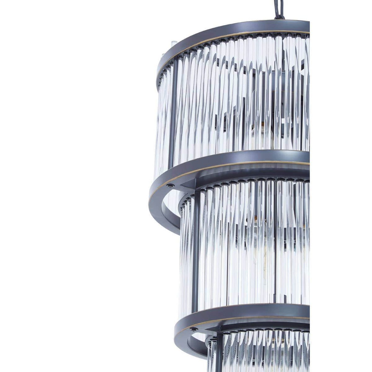 Salasco 3 Tier Black Finish Glass Chandelier.