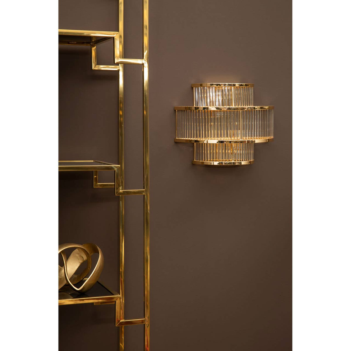Salasco 3 Tier Gold Finish Glass Wall Light.