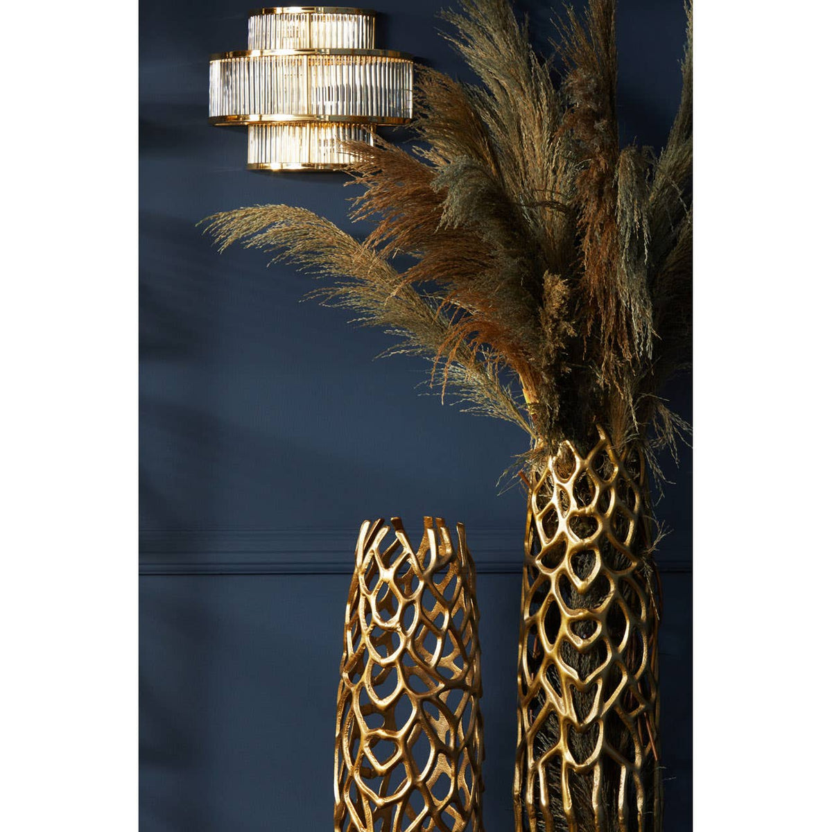 Salasco 3 Tier Gold Finish Glass Wall Light.