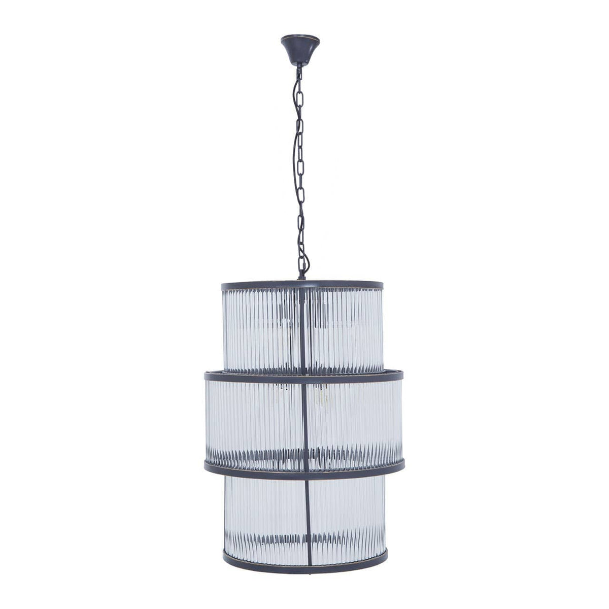 Salasco Black Finish 3 Tiered Glass Chandelier.
