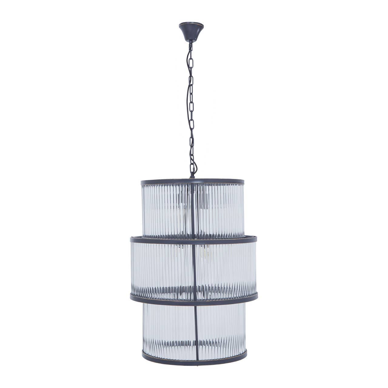 Noosa & Co. Lighting Salasco Black Finish 3 Tiered Glass Chandelier House of Isabella UK