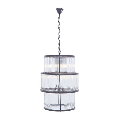 Noosa & Co. Lighting Salasco Black Finish 3 Tiered Glass Chandelier House of Isabella UK