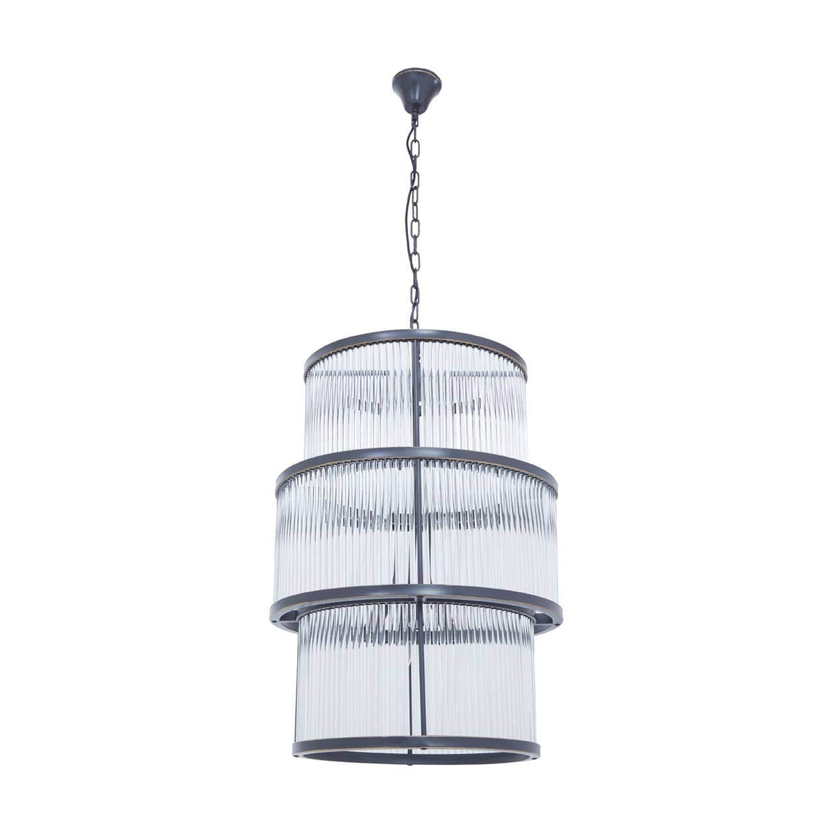 Salasco Black Finish 3 Tiered Glass Chandelier.
