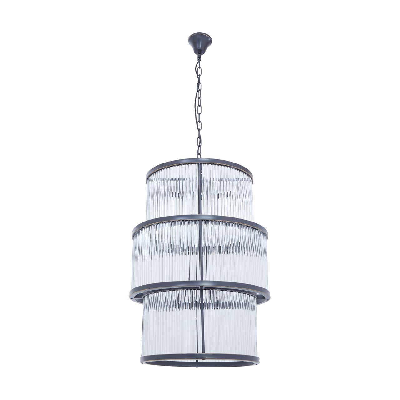 Noosa & Co. Lighting Salasco Black Finish 3 Tiered Glass Chandelier House of Isabella UK