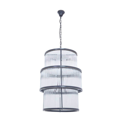 Noosa & Co. Lighting Salasco Black Finish 3 Tiered Glass Chandelier House of Isabella UK