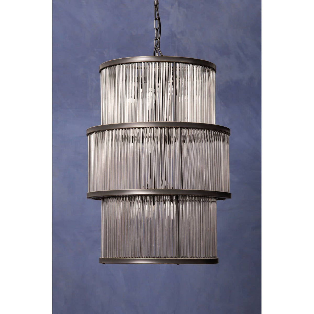 Salasco Black Finish 3 Tiered Glass Chandelier.