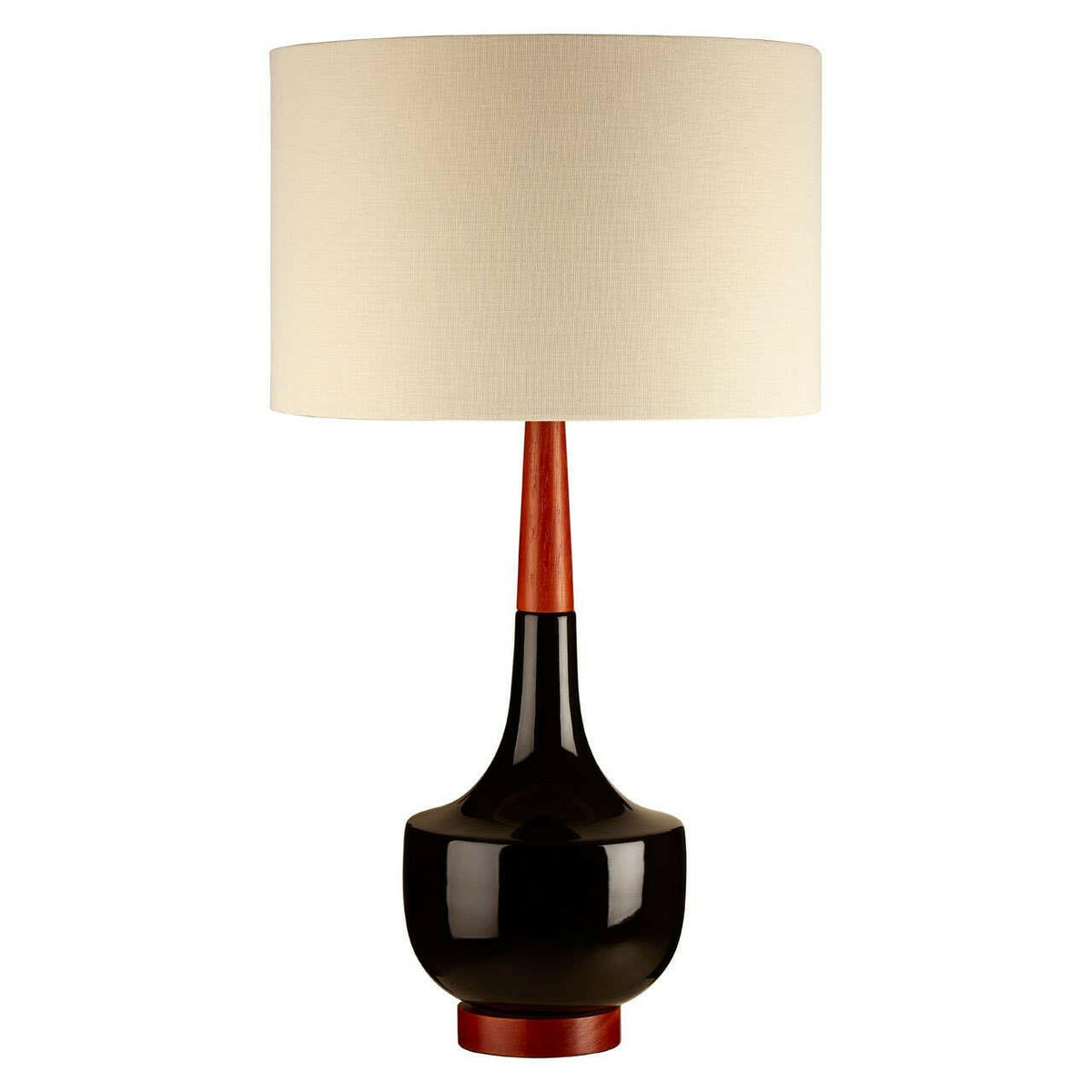 Sirus Table Lamp With Wood And Ceramic Base.