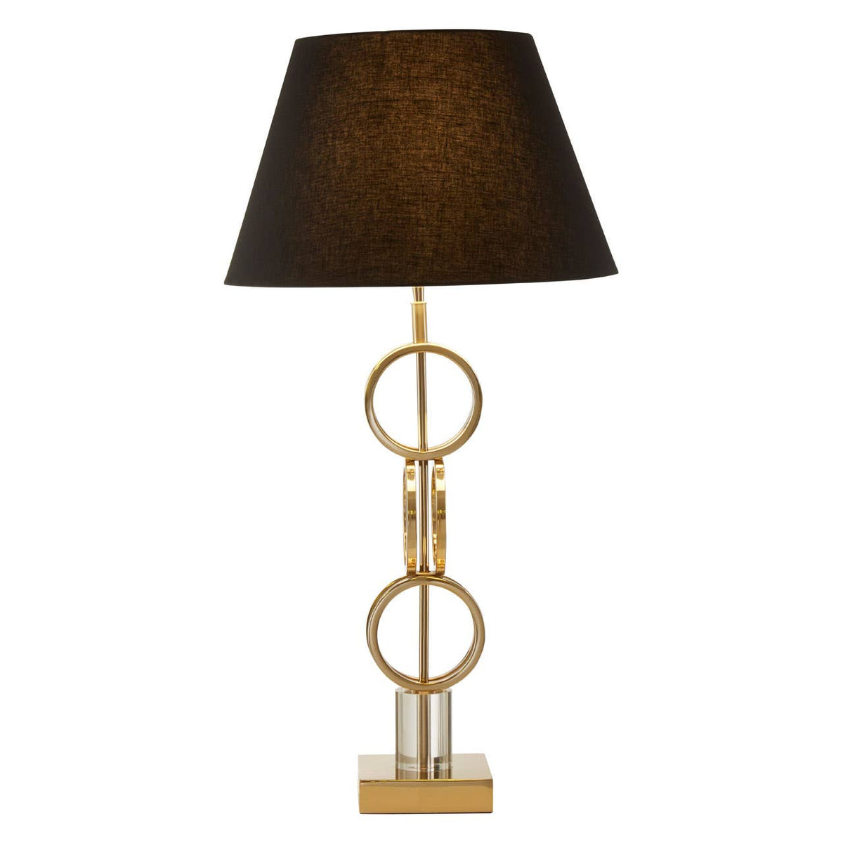 Skye Gold Finish Table Lamp with Dual Ring Base.