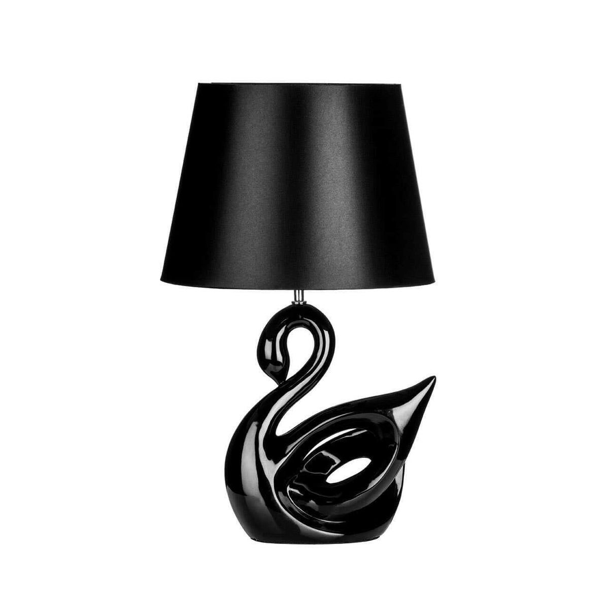 Swan Black Polyresin Table Lamp.