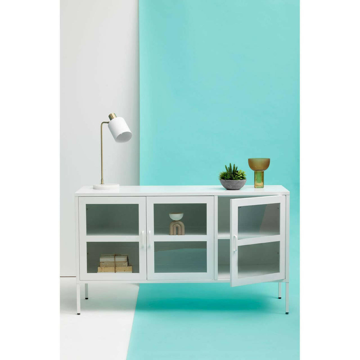 Acier Three Door White Sideboard.