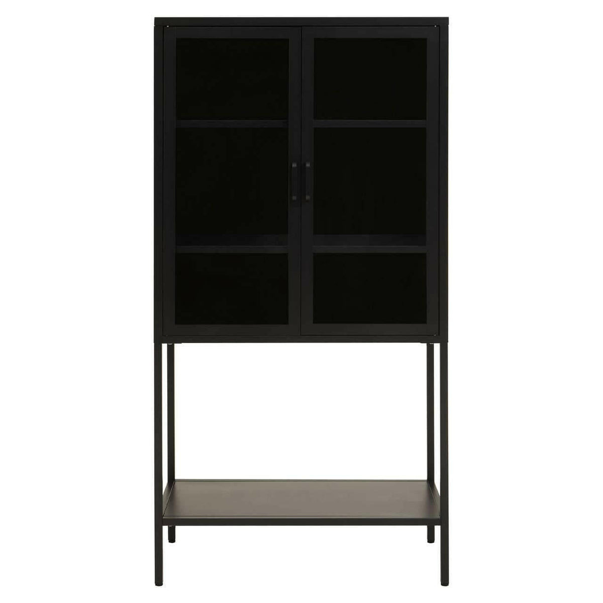 Acier Two Door Black Cabinet With Shelf.