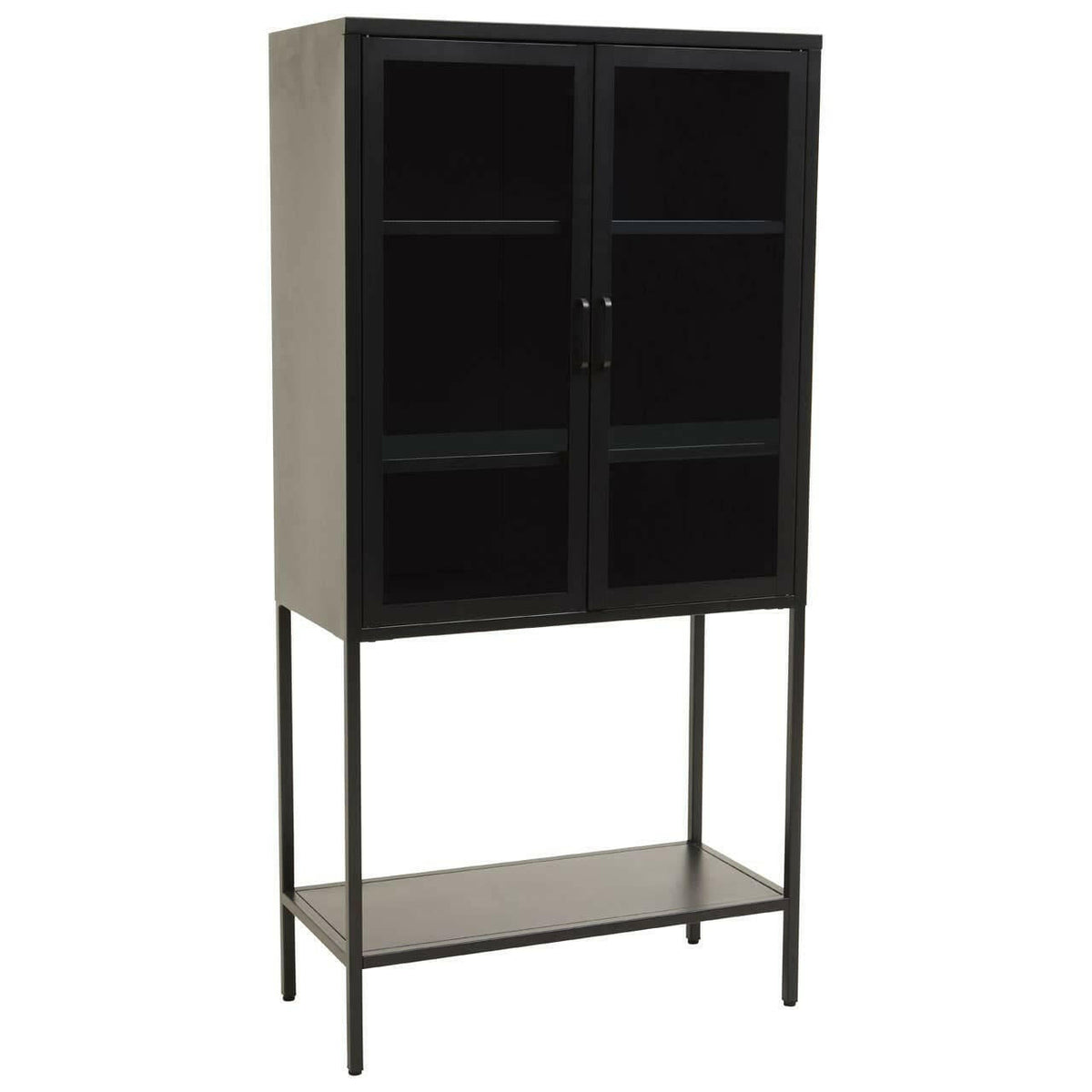 Acier Two Door Black Cabinet With Shelf.