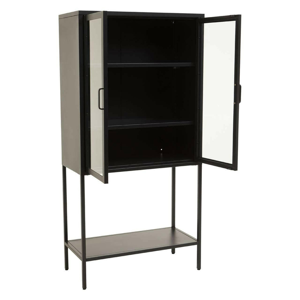 Acier Two Door Black Cabinet With Shelf.