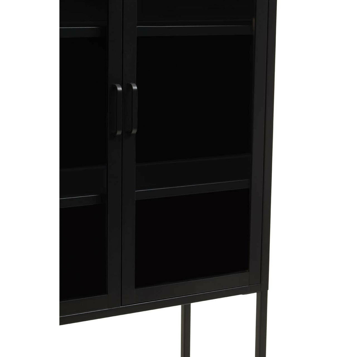 Acier Two Door Black Cabinet With Shelf.