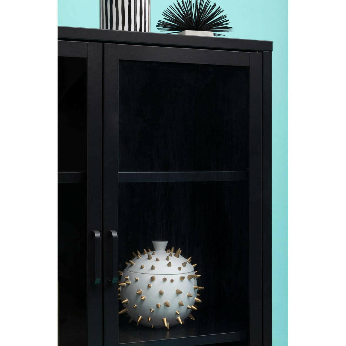 Acier Two Door Black Cabinet With Shelf.