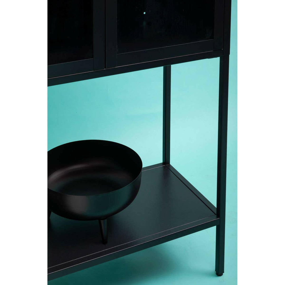 Acier Two Door Black Cabinet With Shelf.