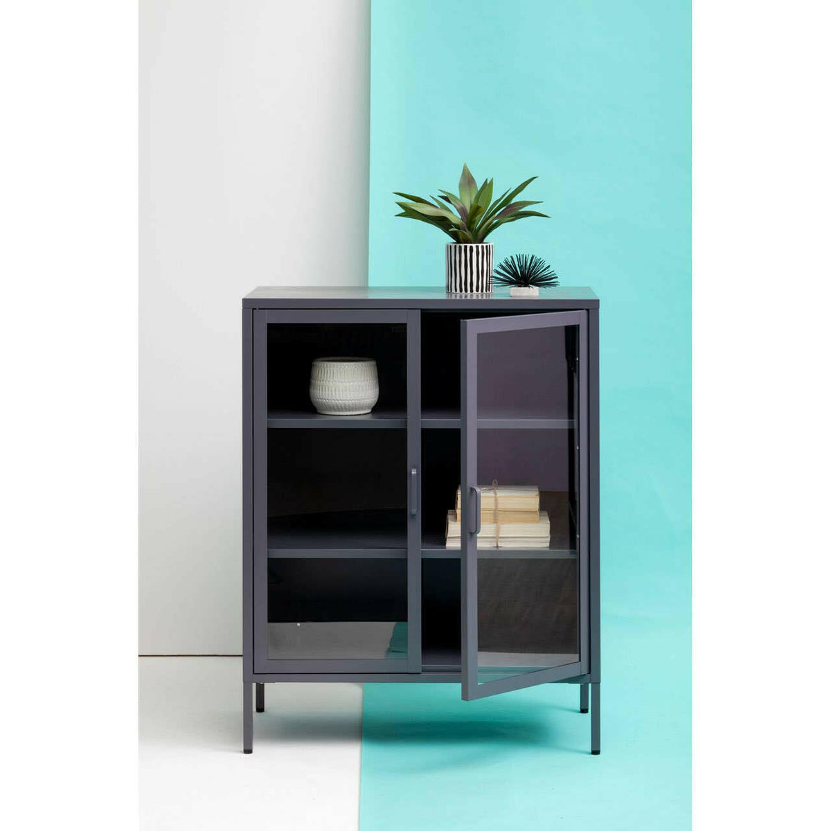 Acier Two Door Grey Cabinet.