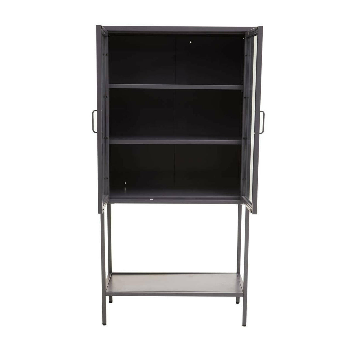 Acier Two Door Grey Cabinet With Shelf.