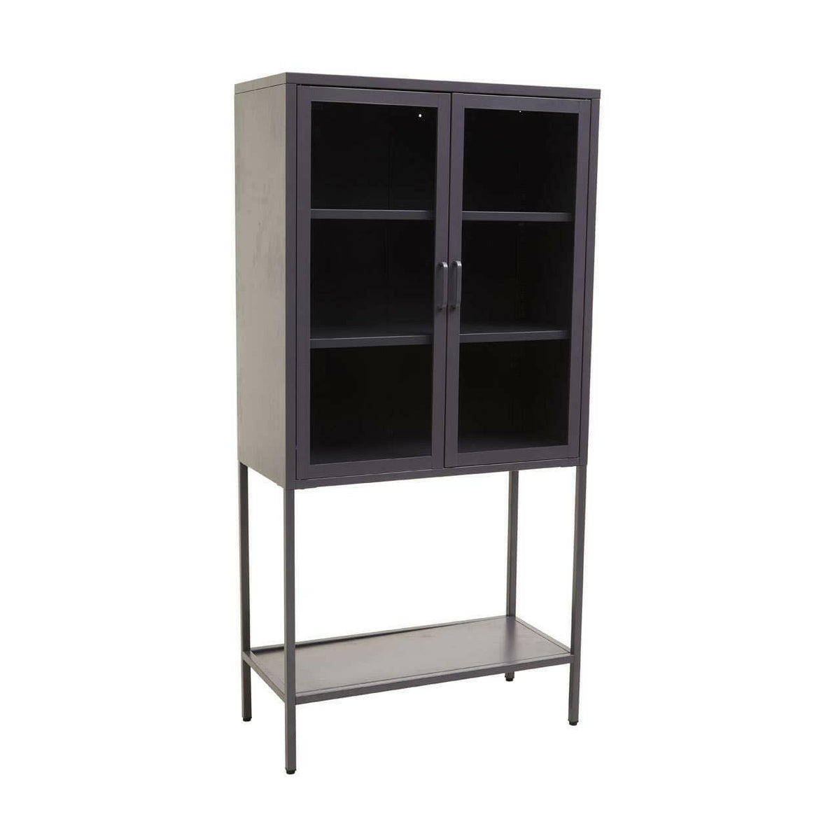 Acier Two Door Grey Cabinet With Shelf.